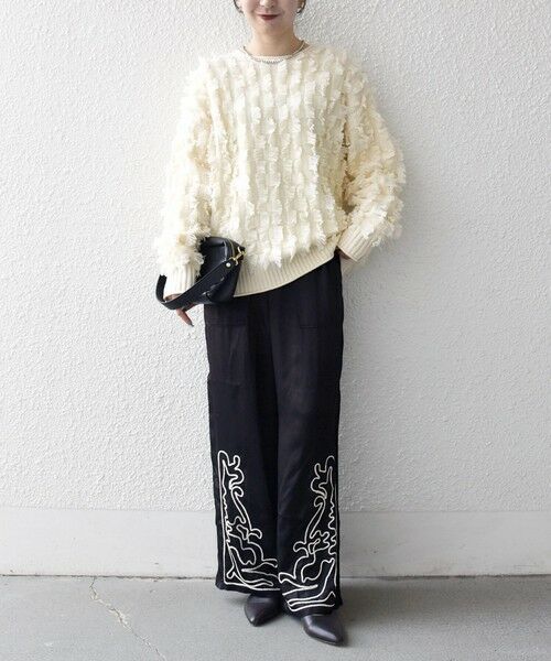 SHIPS / シップス その他パンツ | SHIPS any:〈洗濯機可能〉サテン 刺繍 ストレート イージー パンツ | 詳細1