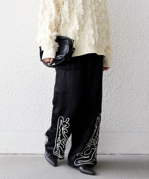 SHIPS / シップス その他パンツ | SHIPS any:〈洗濯機可能〉サテン 刺繍 ストレート イージー パンツ | 詳細4