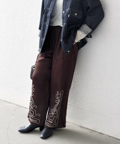 SHIPS / シップス その他パンツ | SHIPS any:〈洗濯機可能〉サテン 刺繍 ストレート イージー パンツ | 詳細13