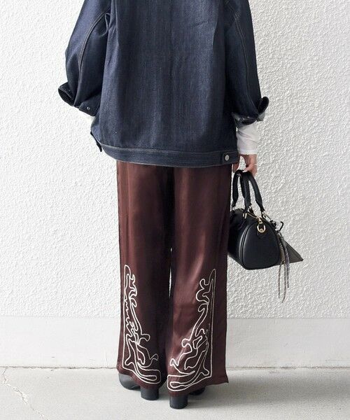 SHIPS / シップス その他パンツ | SHIPS any:〈洗濯機可能〉サテン 刺繍 ストレート イージー パンツ | 詳細14