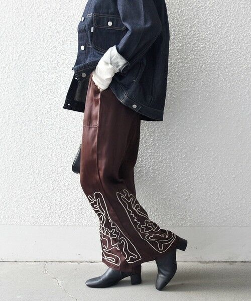 SHIPS / シップス その他パンツ | SHIPS any:〈洗濯機可能〉サテン 刺繍 ストレート イージー パンツ | 詳細15