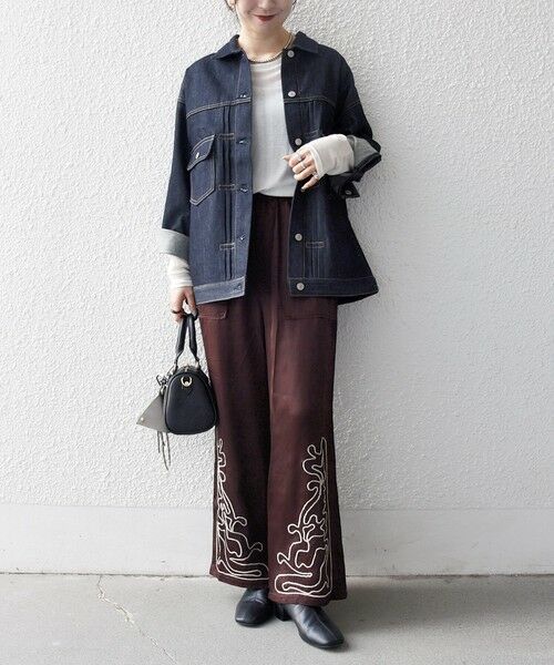 SHIPS / シップス その他パンツ | SHIPS any:〈洗濯機可能〉サテン 刺繍 ストレート イージー パンツ | 詳細10