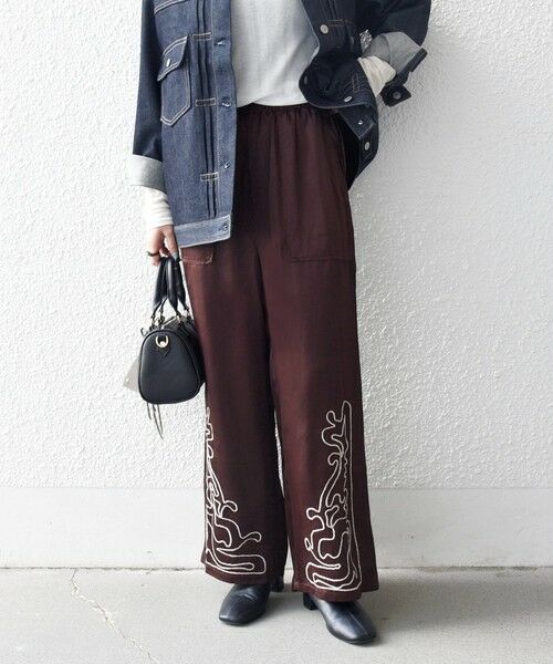 SHIPS / シップス その他パンツ | SHIPS any:〈洗濯機可能〉サテン 刺繍 ストレート イージー パンツ | 詳細12