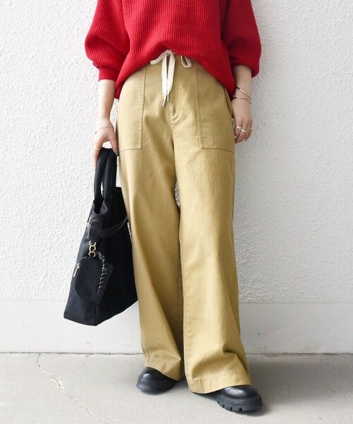 SHIPS / シップス チノ・ワークパンツ | SHIPS any:〈洗濯機可能〉ドロスト イージー ワイド ストレート ベイカー パンツ | 詳細18