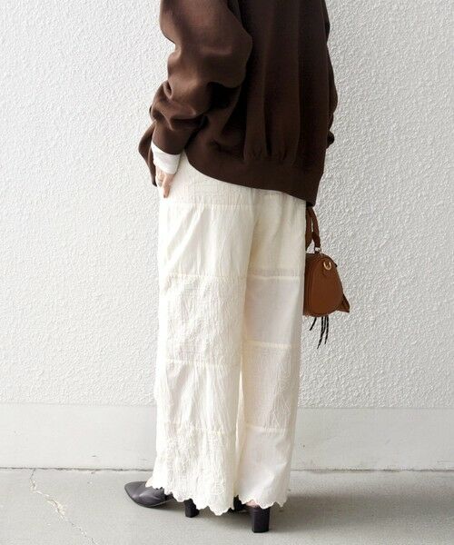 SHIPS / シップス その他パンツ | bon_meur:〈洗濯機可能〉ロゴ エンブロイダリー パッチワーク ワイド パンツ | 詳細5