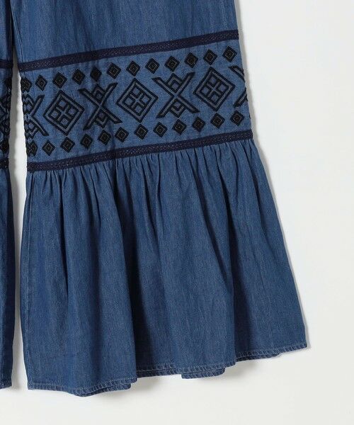 SHIPS / シップス デニムパンツ | bon_meur:〈洗濯機可能〉エンブロイダリー ギャザー フレア デニム イージー パンツ | 詳細12