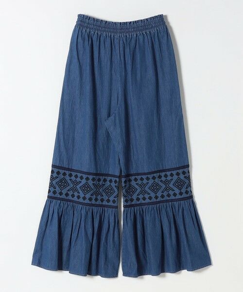 SHIPS / シップス デニムパンツ | bon_meur:〈洗濯機可能〉エンブロイダリー ギャザー フレア デニム イージー パンツ | 詳細14