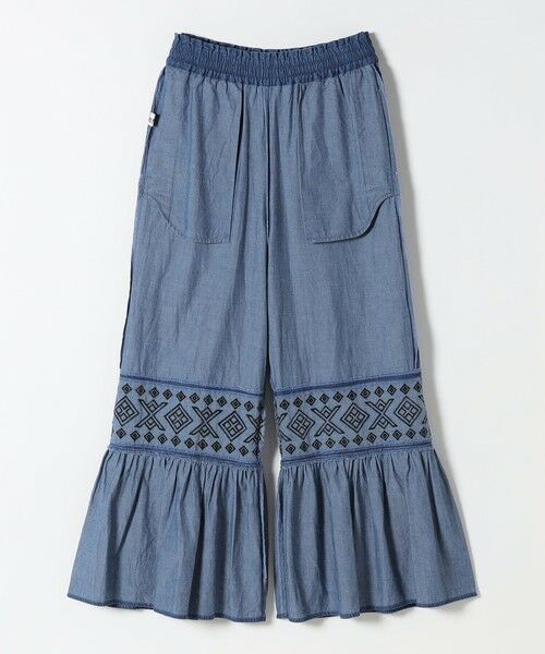 SHIPS / シップス デニムパンツ | bon_meur:〈洗濯機可能〉エンブロイダリー ギャザー フレア デニム イージー パンツ | 詳細16
