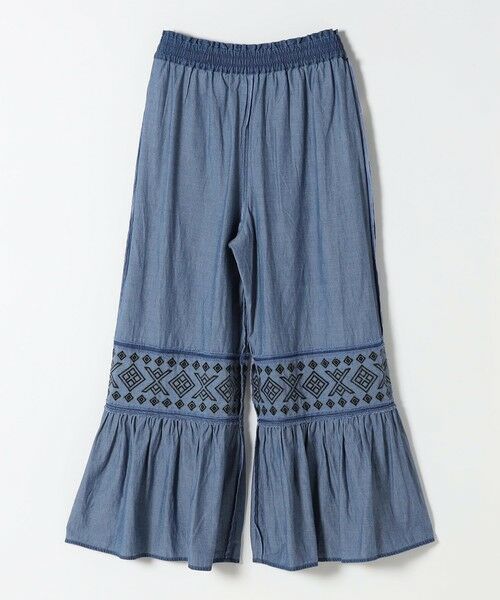 SHIPS / シップス デニムパンツ | bon_meur:〈洗濯機可能〉エンブロイダリー ギャザー フレア デニム イージー パンツ | 詳細17