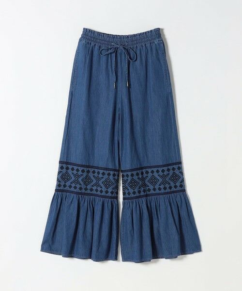 SHIPS / シップス デニムパンツ | bon_meur:〈洗濯機可能〉エンブロイダリー ギャザー フレア デニム イージー パンツ | 詳細8