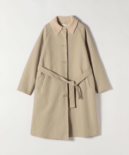 FLAT YOU: ポリエステル ムートン ボア ロング コート （ステンカラー