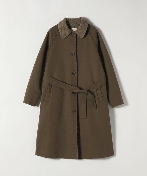 SHIPS / シップス ステンカラーコート | FLAT YOU: ポリエステル ムートン ボア ロング コート（ブラウン）