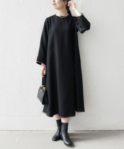 SHIPS / シップス ロング・マキシ丈ワンピース | SHIPS any: ヘリンボーン パイピング フレア ワンピース | 詳細1