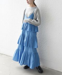 SHIPS / シップス ロング・マキシ丈ワンピース | bon_meur:〈洗濯機可能〉ロゴ エンブロイダリー ティアード キャミ ワンピース