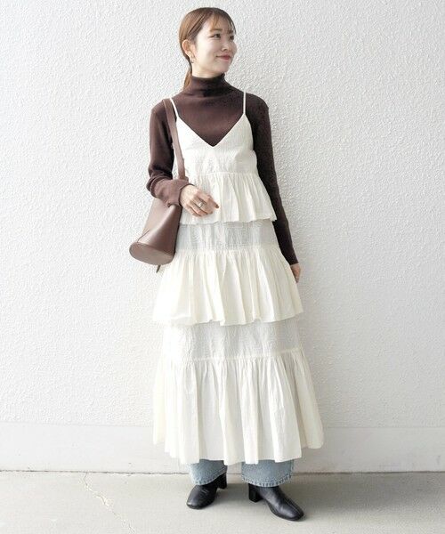 SHIPS / シップス ロング・マキシ丈ワンピース | bon_meur:〈洗濯機可能〉ロゴ エンブロイダリー ティアード キャミ ワンピース | 詳細1