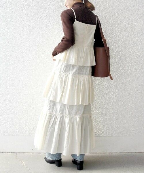 SHIPS / シップス ロング・マキシ丈ワンピース | bon_meur:〈洗濯機可能〉ロゴ エンブロイダリー ティアード キャミ ワンピース | 詳細2