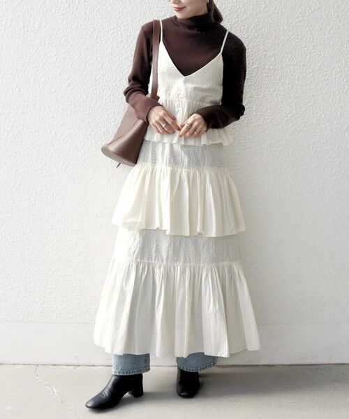 SHIPS / シップス ロング・マキシ丈ワンピース | bon_meur:〈洗濯機可能〉ロゴ エンブロイダリー ティアード キャミ ワンピース | 詳細4