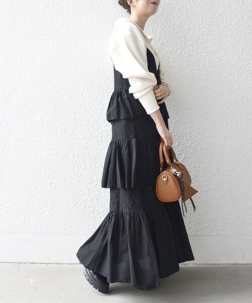 SHIPS / シップス ロング・マキシ丈ワンピース | bon_meur:〈洗濯機可能〉ロゴ エンブロイダリー ティアード キャミ ワンピース | 詳細8