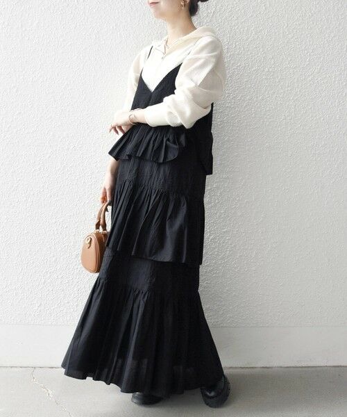 SHIPS / シップス ロング・マキシ丈ワンピース | bon_meur:〈洗濯機可能〉ロゴ エンブロイダリー ティアード キャミ ワンピース | 詳細10