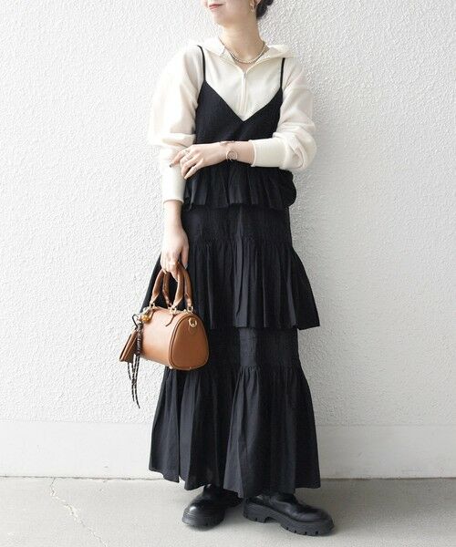 SHIPS / シップス ロング・マキシ丈ワンピース | bon_meur:〈洗濯機可能〉ロゴ エンブロイダリー ティアード キャミ ワンピース | 詳細11