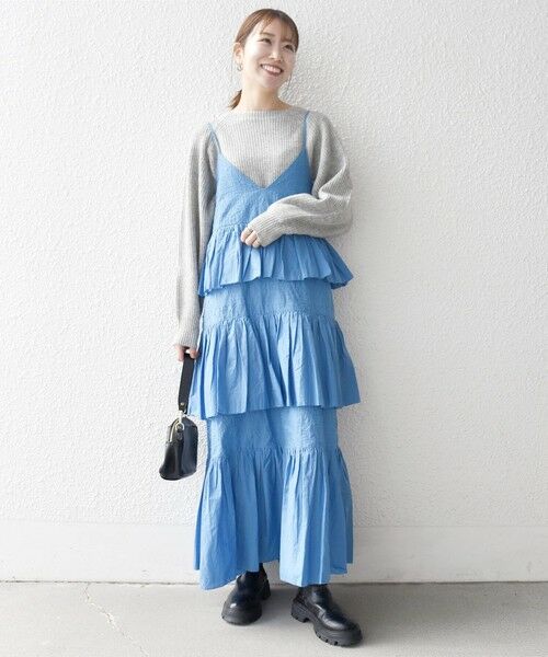 SHIPS / シップス ロング・マキシ丈ワンピース | bon_meur:〈洗濯機可能〉ロゴ エンブロイダリー ティアード キャミ ワンピース | 詳細14