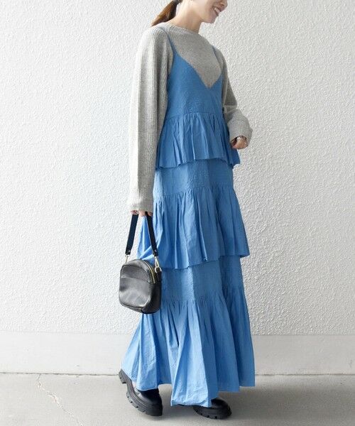 SHIPS / シップス ロング・マキシ丈ワンピース | bon_meur:〈洗濯機可能〉ロゴ エンブロイダリー ティアード キャミ ワンピース | 詳細15