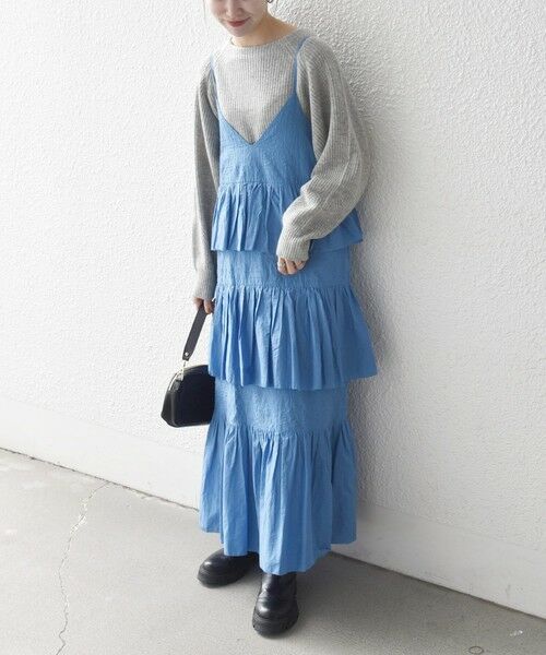 SHIPS / シップス ロング・マキシ丈ワンピース | bon_meur:〈洗濯機可能〉ロゴ エンブロイダリー ティアード キャミ ワンピース | 詳細17