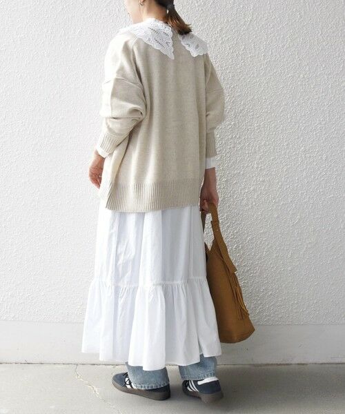 SHIPS / シップス ロング・マキシ丈ワンピース | bon_meur:〈洗濯機可能〉レース ビッグカラー ギャザー パフ シャツワンピース | 詳細4