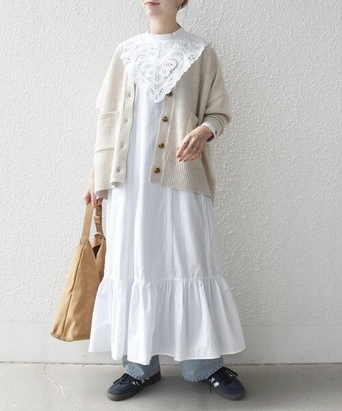 SHIPS / シップス ロング・マキシ丈ワンピース | bon_meur:〈洗濯機可能〉レース ビッグカラー ギャザー パフ シャツワンピース | 詳細2