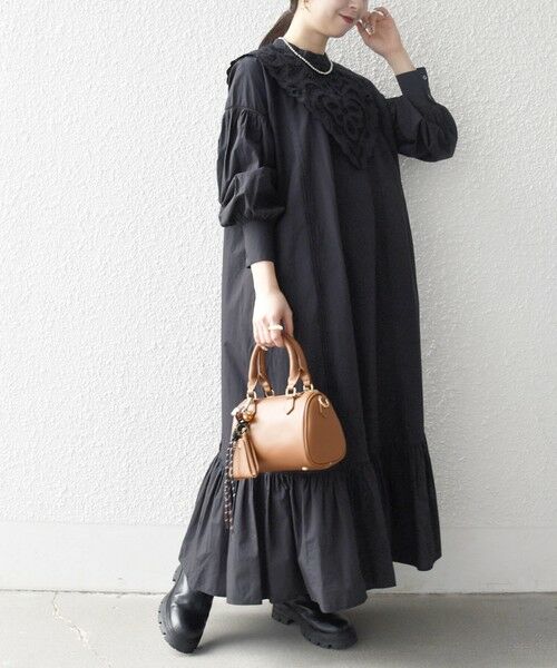 SHIPS / シップス ロング・マキシ丈ワンピース | bon_meur:〈洗濯機可能〉レース ビッグカラー ギャザー パフ シャツワンピース | 詳細9