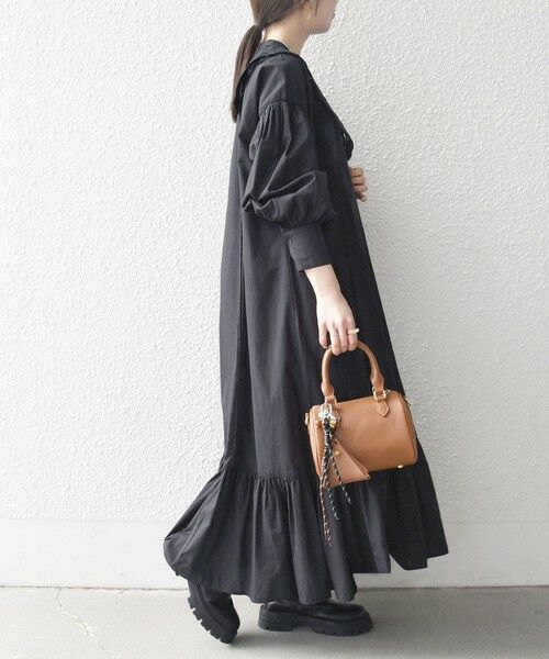 SHIPS / シップス ロング・マキシ丈ワンピース | bon_meur:〈洗濯機可能〉レース ビッグカラー ギャザー パフ シャツワンピース | 詳細10
