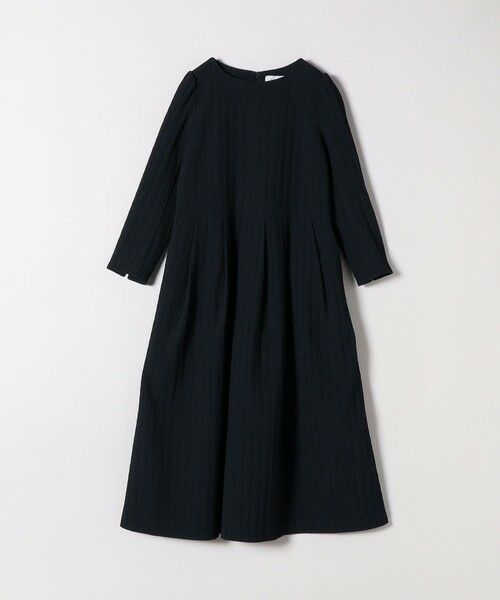 SHIPS / シップス ロング・マキシ丈ワンピース | 《予約》SHIPS any:〈手洗い可能〉ジャカード ウエスト タック ノーカラー ワンピース［NAVY BLUE］ | 詳細23