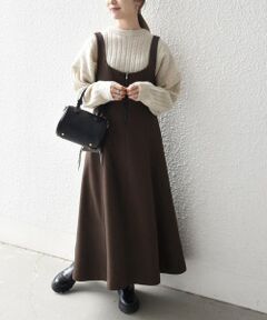 SHIPS / シップス ロング・マキシ丈ワンピース | SHIPS any: ヘリンボーン パイピング フレア ジャンパースカート