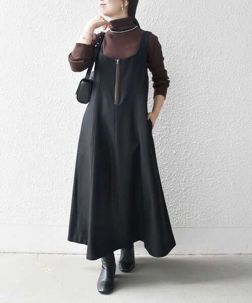 SHIPS / シップス ロング・マキシ丈ワンピース | SHIPS any: ヘリンボーン パイピング フレア ジャンパースカート | 詳細5