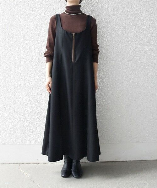 SHIPS / シップス ロング・マキシ丈ワンピース | SHIPS any: ヘリンボーン パイピング フレア ジャンパースカート | 詳細8