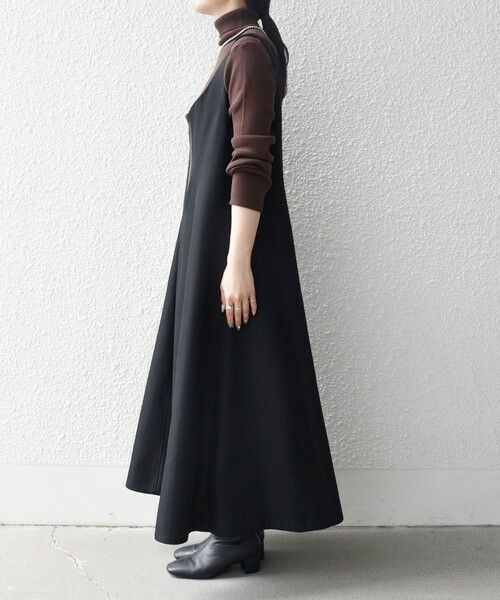 SHIPS / シップス ロング・マキシ丈ワンピース | SHIPS any: ヘリンボーン パイピング フレア ジャンパースカート | 詳細9