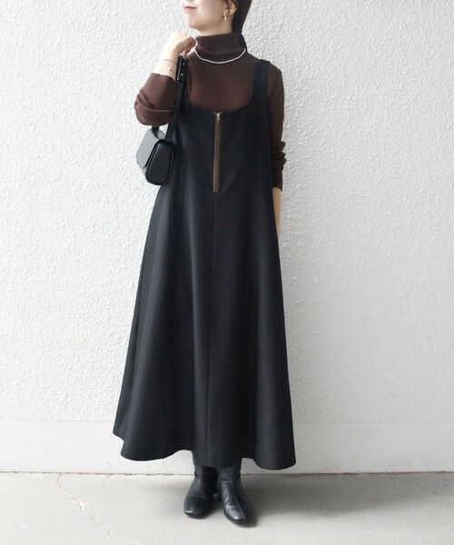 SHIPS / シップス ロング・マキシ丈ワンピース | SHIPS any: ヘリンボーン パイピング フレア ジャンパースカート | 詳細1