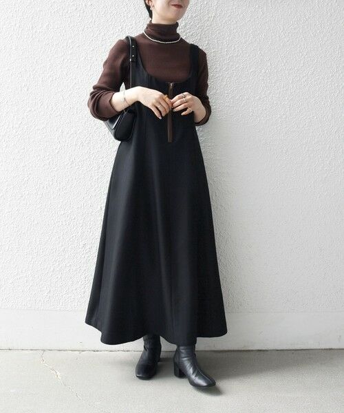 SHIPS / シップス ロング・マキシ丈ワンピース | SHIPS any: ヘリンボーン パイピング フレア ジャンパースカート | 詳細2