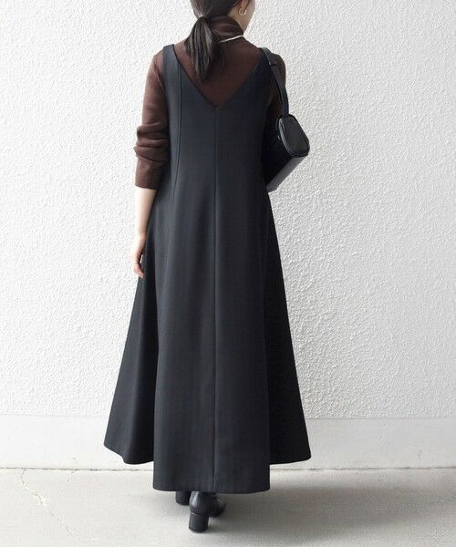 SHIPS / シップス ロング・マキシ丈ワンピース | SHIPS any: ヘリンボーン パイピング フレア ジャンパースカート | 詳細4