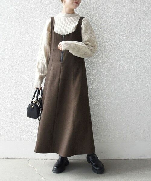 SHIPS / シップス ロング・マキシ丈ワンピース | SHIPS any: ヘリンボーン パイピング フレア ジャンパースカート | 詳細16