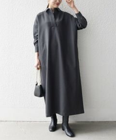 SHIPS / シップス ロング・マキシ丈ワンピース | SHIPS any:〈洗濯機可能〉サージ スキッパー シャツ ワンピース