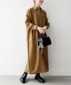 SHIPS / シップス ロング・マキシ丈ワンピース | SHIPS any:〈洗濯機可能〉サージ スキッパー シャツ ワンピース
