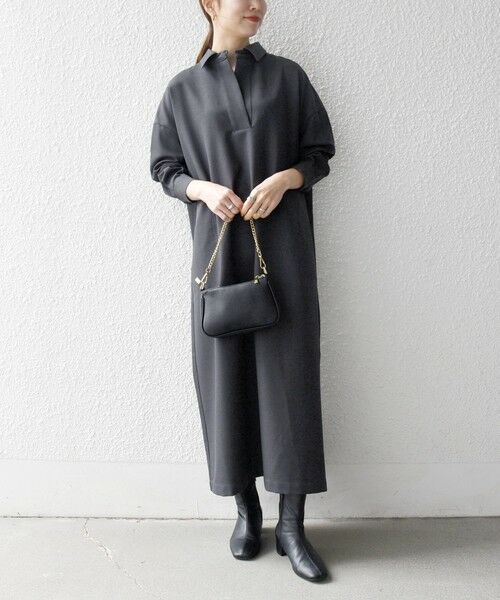 SHIPS / シップス ロング・マキシ丈ワンピース | SHIPS any:〈洗濯機可能〉サージ スキッパー シャツ ワンピース | 詳細2