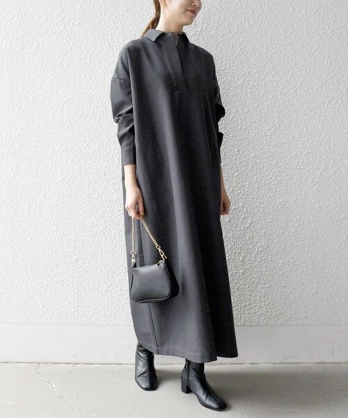 SHIPS / シップス ロング・マキシ丈ワンピース | SHIPS any:〈洗濯機可能〉サージ スキッパー シャツ ワンピース | 詳細3
