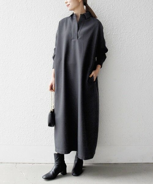 SHIPS / シップス ロング・マキシ丈ワンピース | SHIPS any:〈洗濯機可能〉サージ スキッパー シャツ ワンピース | 詳細5