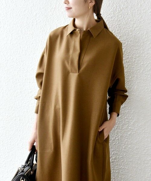 SHIPS / シップス ロング・マキシ丈ワンピース | SHIPS any:〈洗濯機可能〉サージ スキッパー シャツ ワンピース | 詳細21