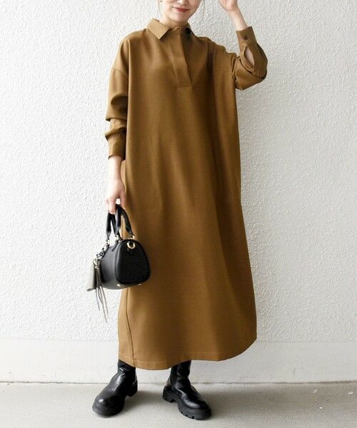 SHIPS / シップス ロング・マキシ丈ワンピース | SHIPS any:〈洗濯機可能〉サージ スキッパー シャツ ワンピース | 詳細22