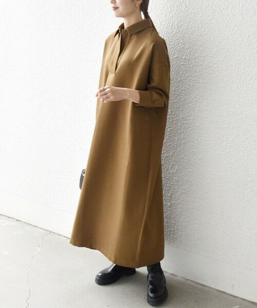 SHIPS / シップス ロング・マキシ丈ワンピース | SHIPS any:〈洗濯機可能〉サージ スキッパー シャツ ワンピース | 詳細23