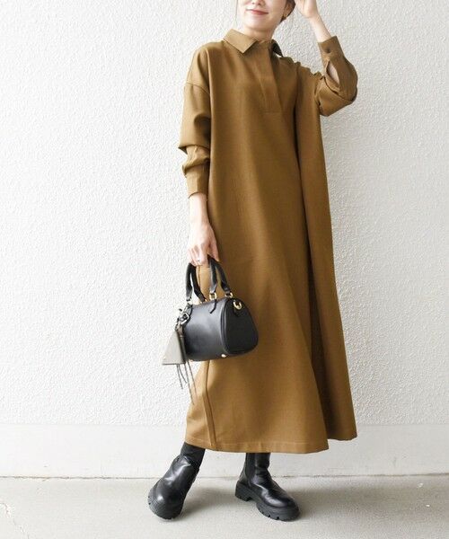 SHIPS / シップス ロング・マキシ丈ワンピース | SHIPS any:〈洗濯機可能〉サージ スキッパー シャツ ワンピース | 詳細16