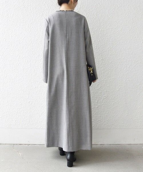 SHIPS / シップス ロング・マキシ丈ワンピース | SHIPS any: ウーステッド パイピング ボタン ロングスリーブ フレア ワンピース | 詳細5